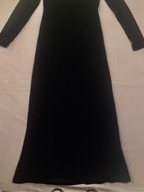 DKNY Essentials Black Stretch Velvet Maxi Dress M Made USA